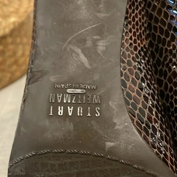 Stuart Weitzman 8.5N snake print leather heels - Picture 11 of 12